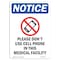 Signmission OSHA Notice, 7" Height, Please Don't Use Cell Sign With Symbol, 7" X 5", Portrait OS-NS-D-57-V-17437 - alternate 1